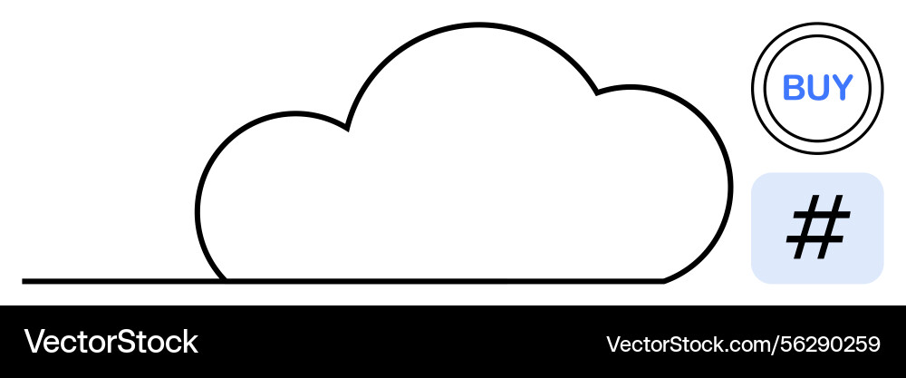Cloud with circular buy button and metadata tag Cloud with circular buy button and metadata tag vector image