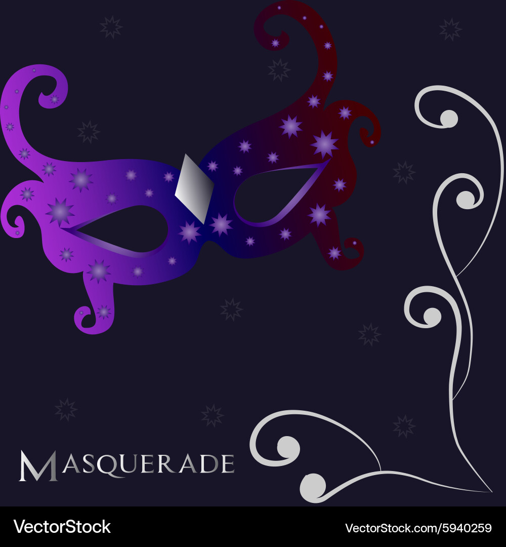 Colored background with text and a carnival mask Vector Image