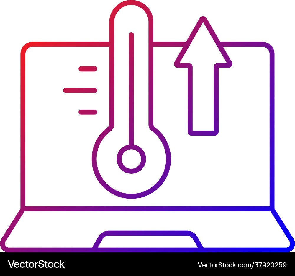 Computer overheating gradient linear icon Vector Image