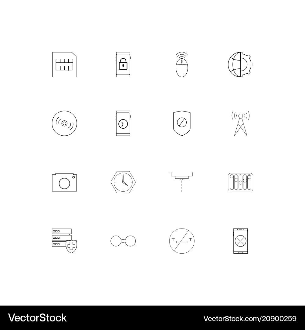 Devices linear thin icons set outlined simple Vector Image