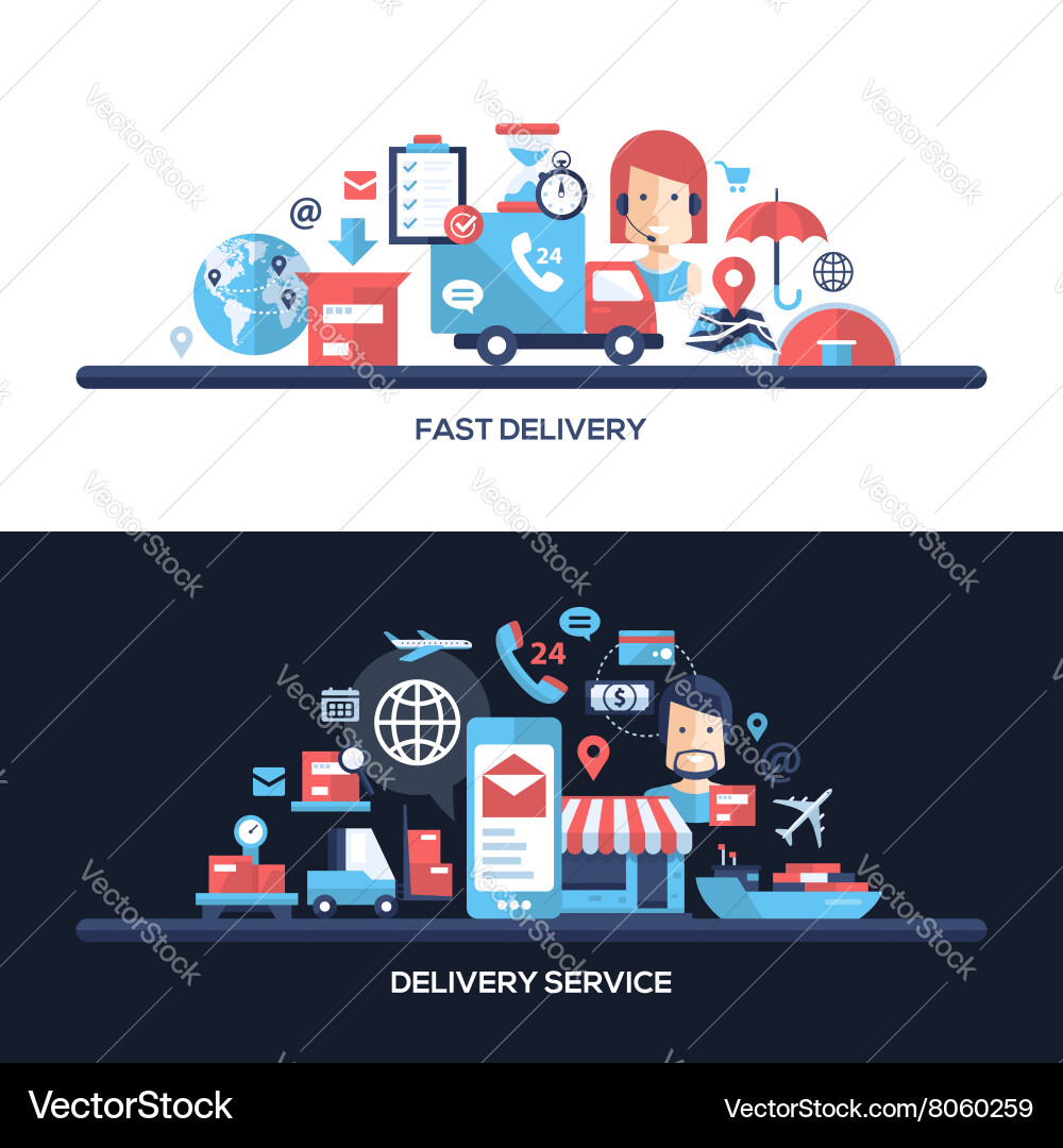 Flat design delivery service website headers Vector Image