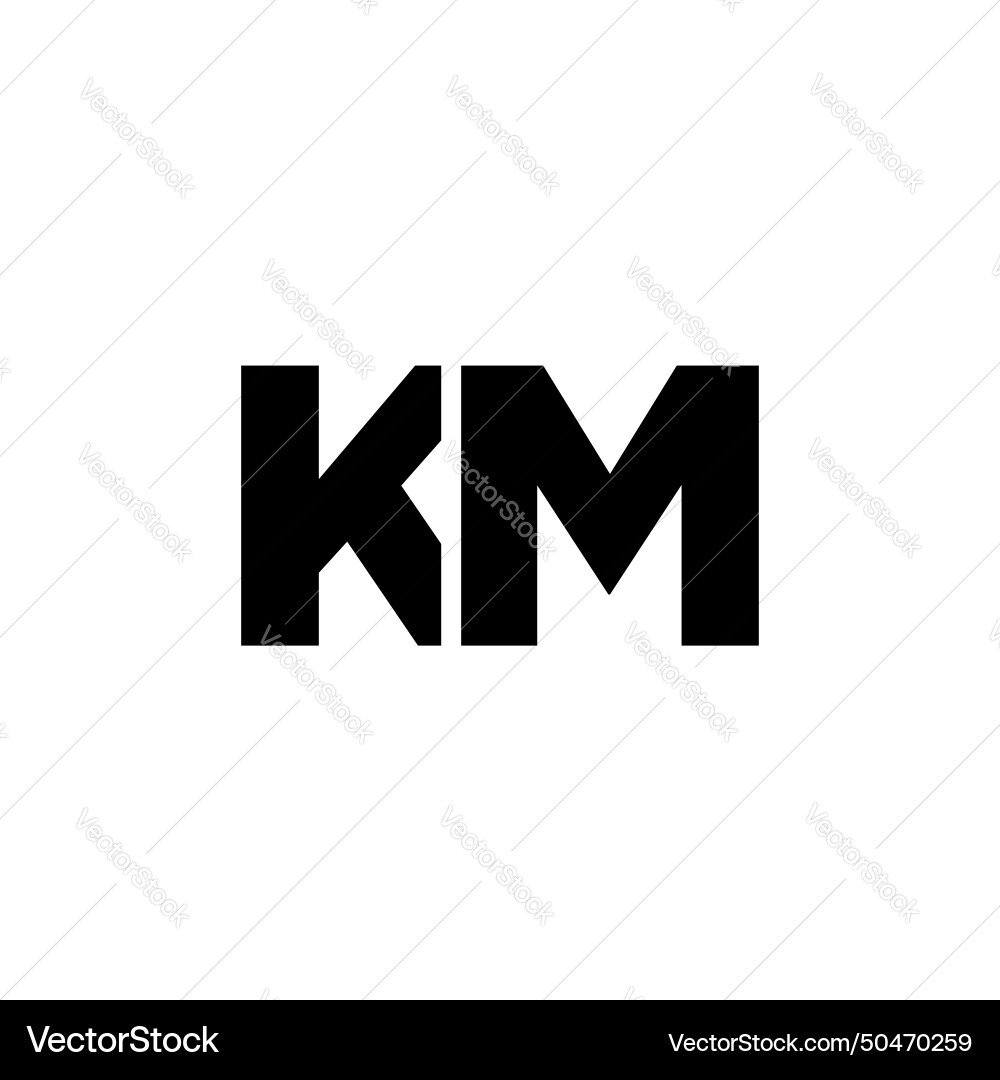 Letter k and m km logo design template minimal Vector Image