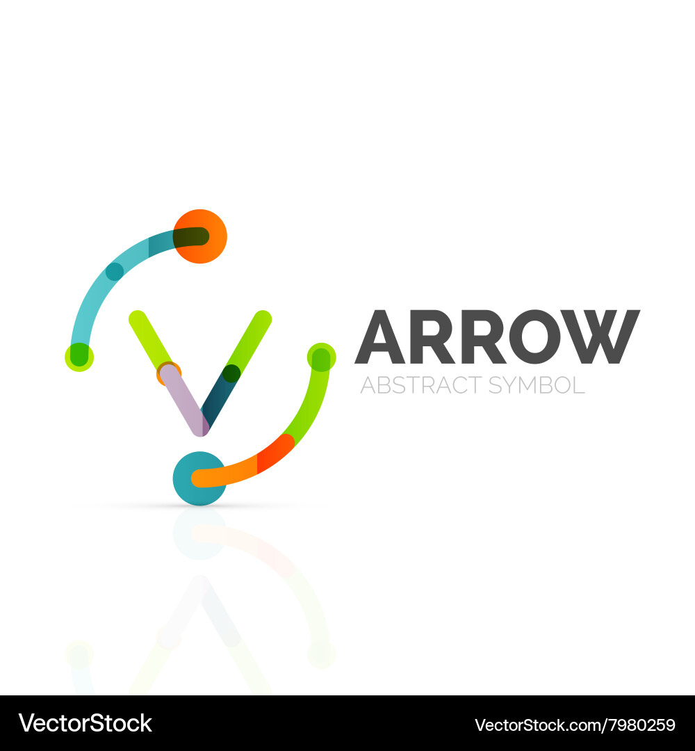 Linear arrow abstract logo connected multicolored Linear arrow abstract logo connected multicolored vector image