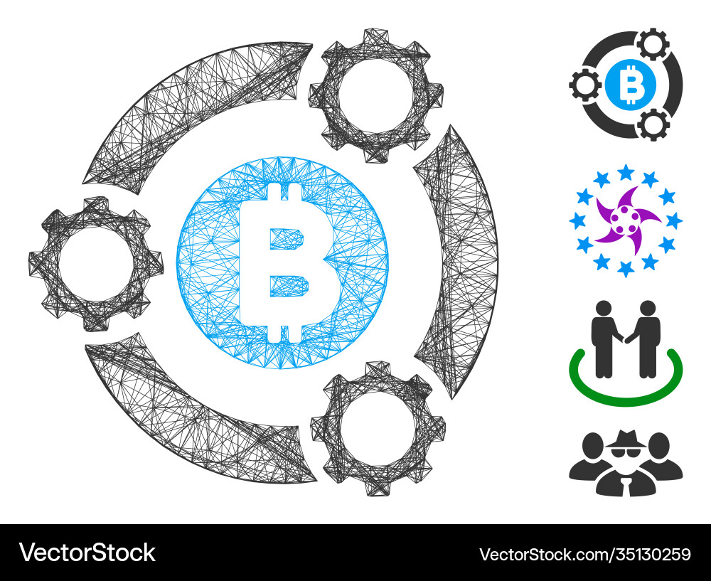 Linear bitcoin pool collaboration mesh Linear bitcoin pool collaboration mesh vector image