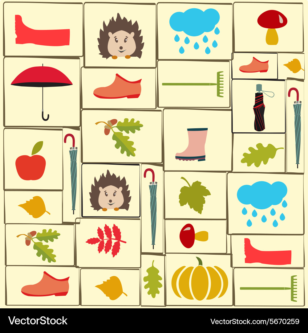 Pattern of autumn themed objects vector image