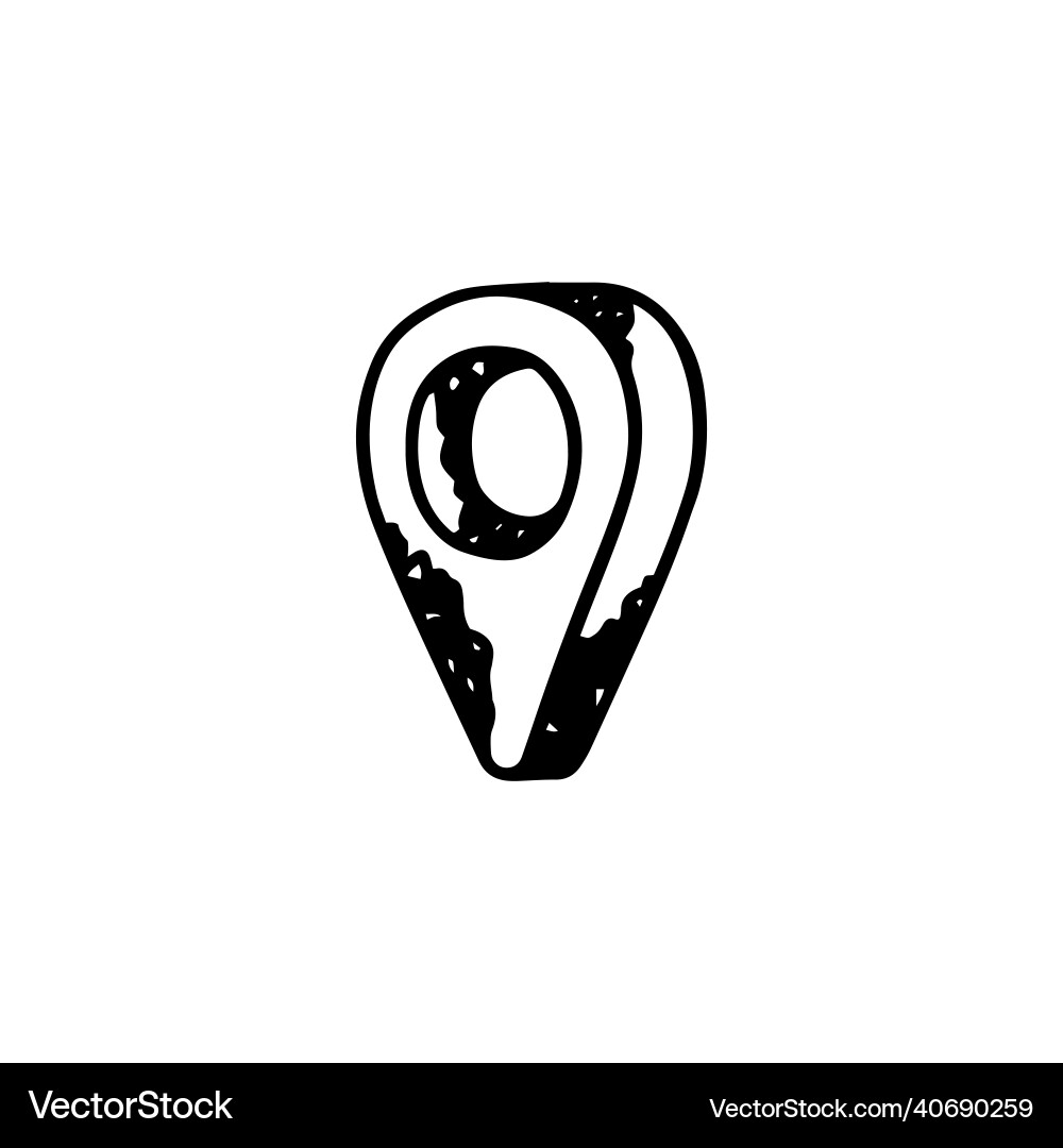 Pin icon sketch style drawing drop on map Pin icon sketch style drawing drop on map vector image