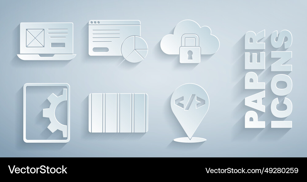 Set color palette guide cloud computing lock web Set color palette guide cloud computing lock web vector image