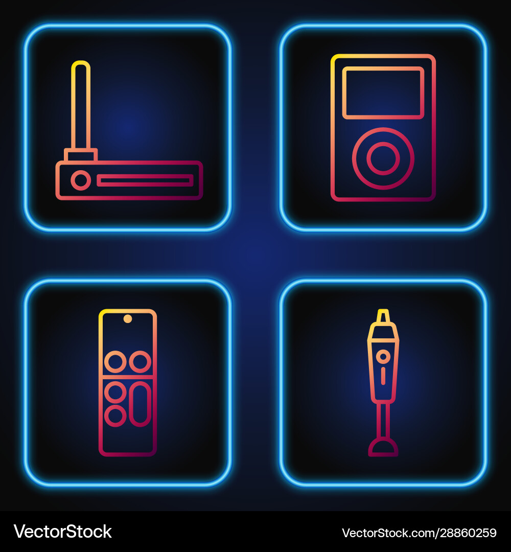Set line blender remote control router and wi Set line blender remote control router and wi vector image
