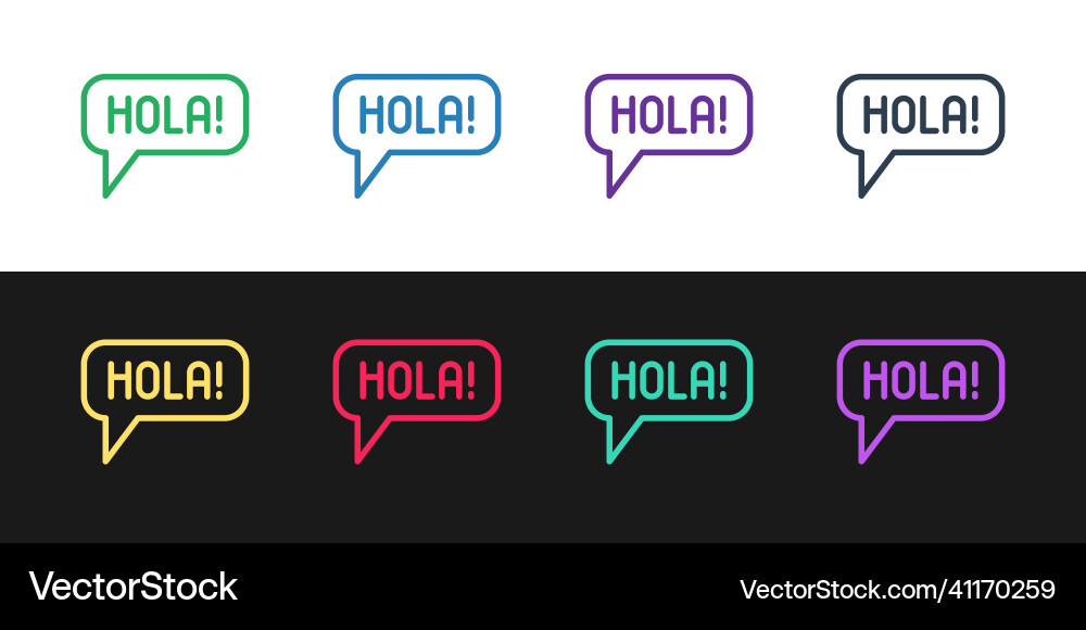 Set line hola in different languages icon isolated Set line hola in different languages icon isolated vector image