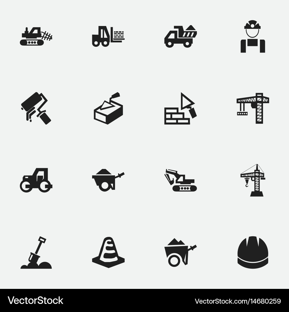 Set of 16 editable building icons includes vector image