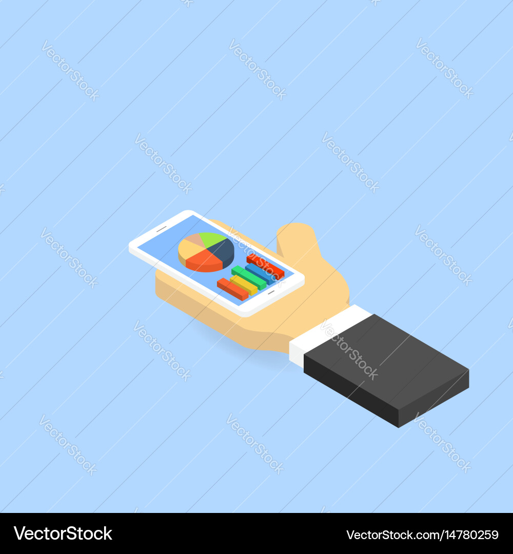 Smartphone with Charts and Graphs Vector Image