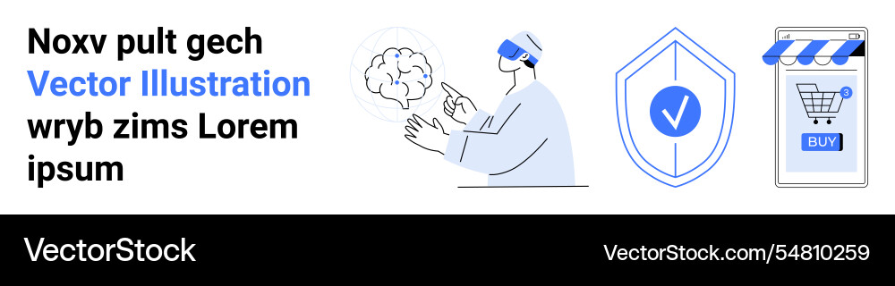 Vr tech visualization brain simulation vector image