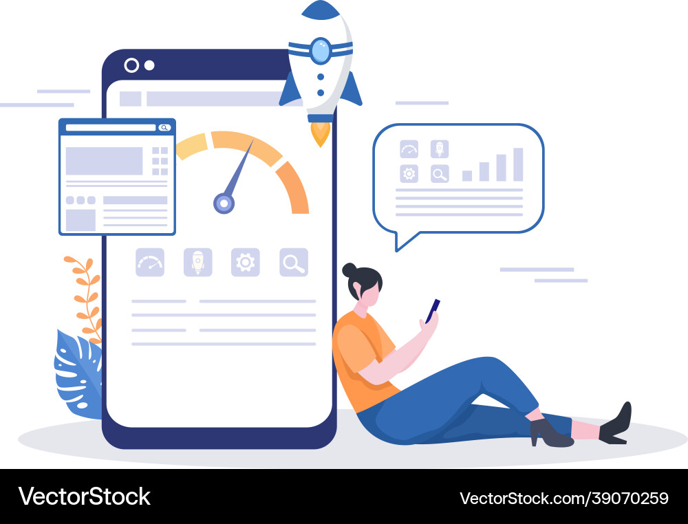 Website loading speed optimization with server vector image