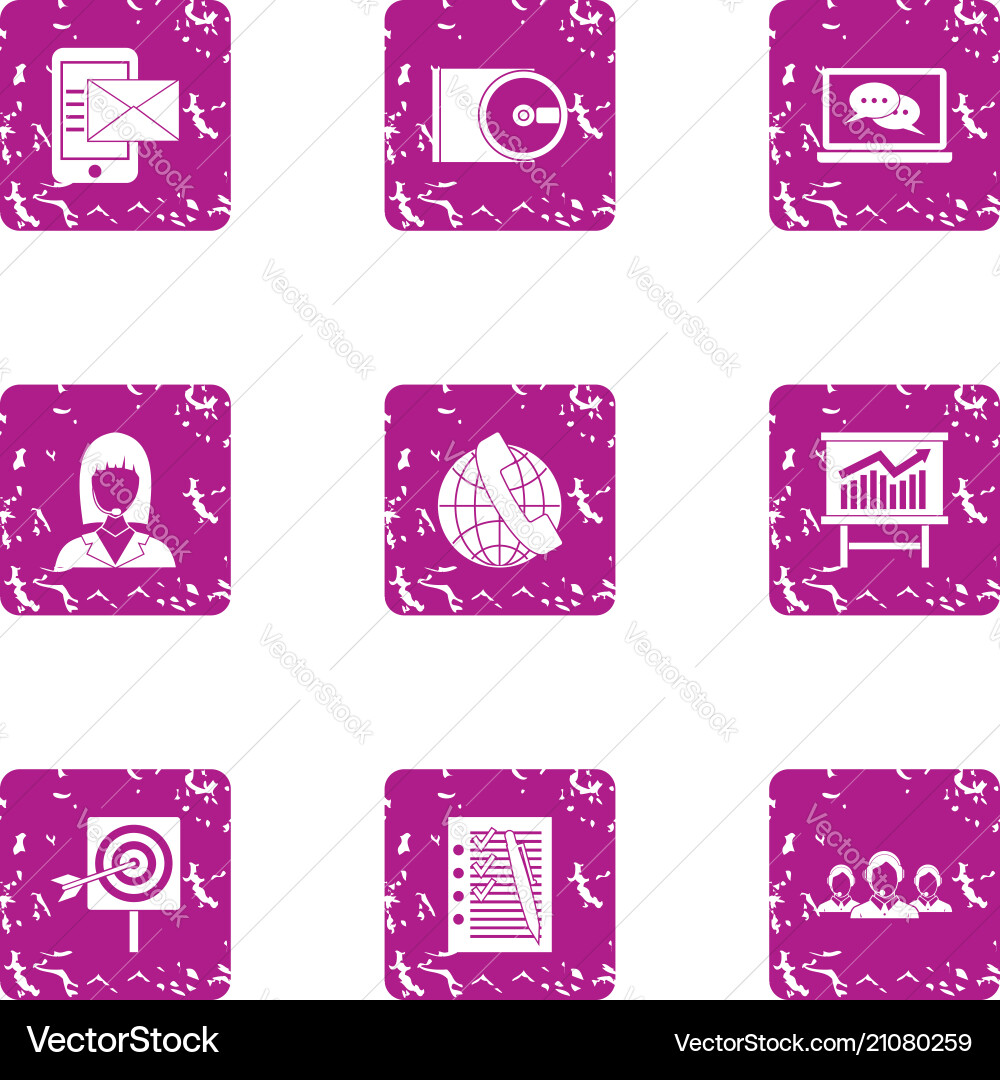 Workflow icons set grunge style Vector Image