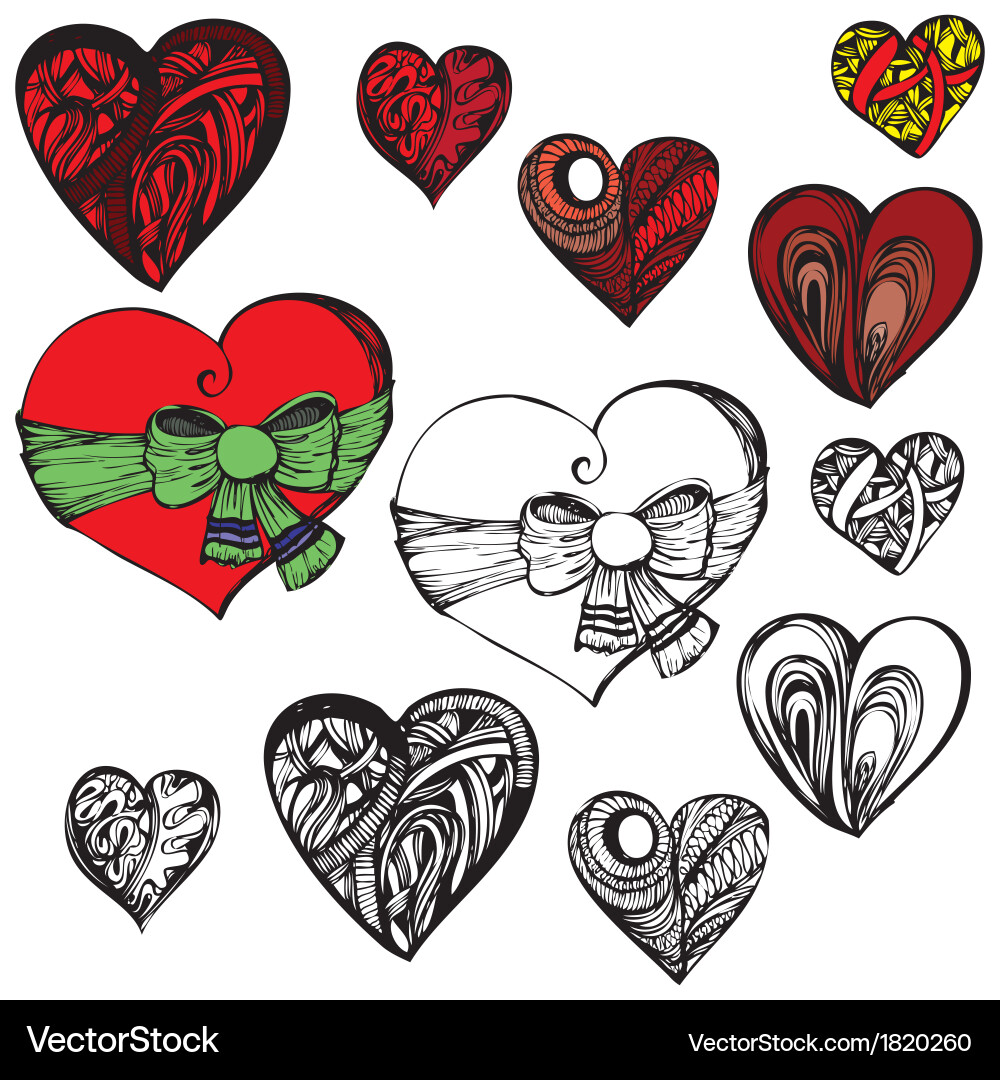 Abstract of heart in different styles Vector Image