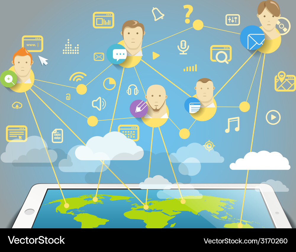Abstract scheme of modern computer network Vector Image