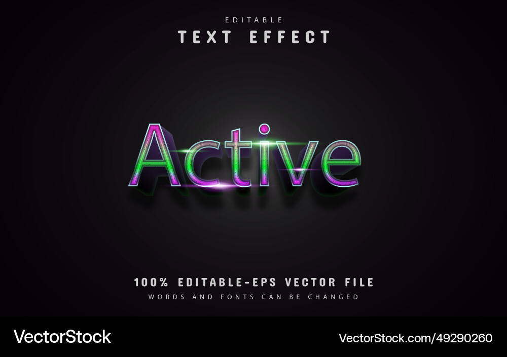 Active gradient text effects Active gradient text effects vector image