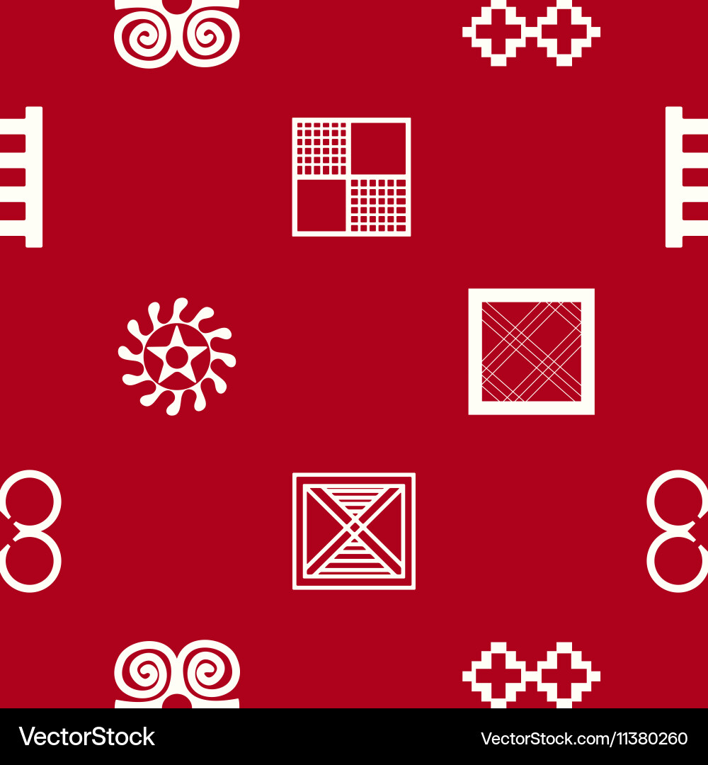 Adinkra Symbols Seamless Pattern Vector Image
