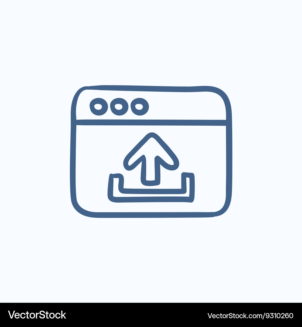 Browser window with upload sign sketch icon vector image