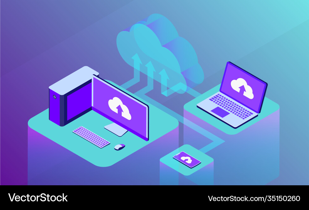 Cloud storage upload and store data digital Cloud storage upload and store data digital vector image