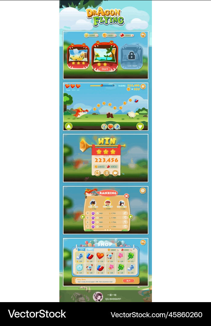 Complete set of level button game ui pop-up icon Vector Image