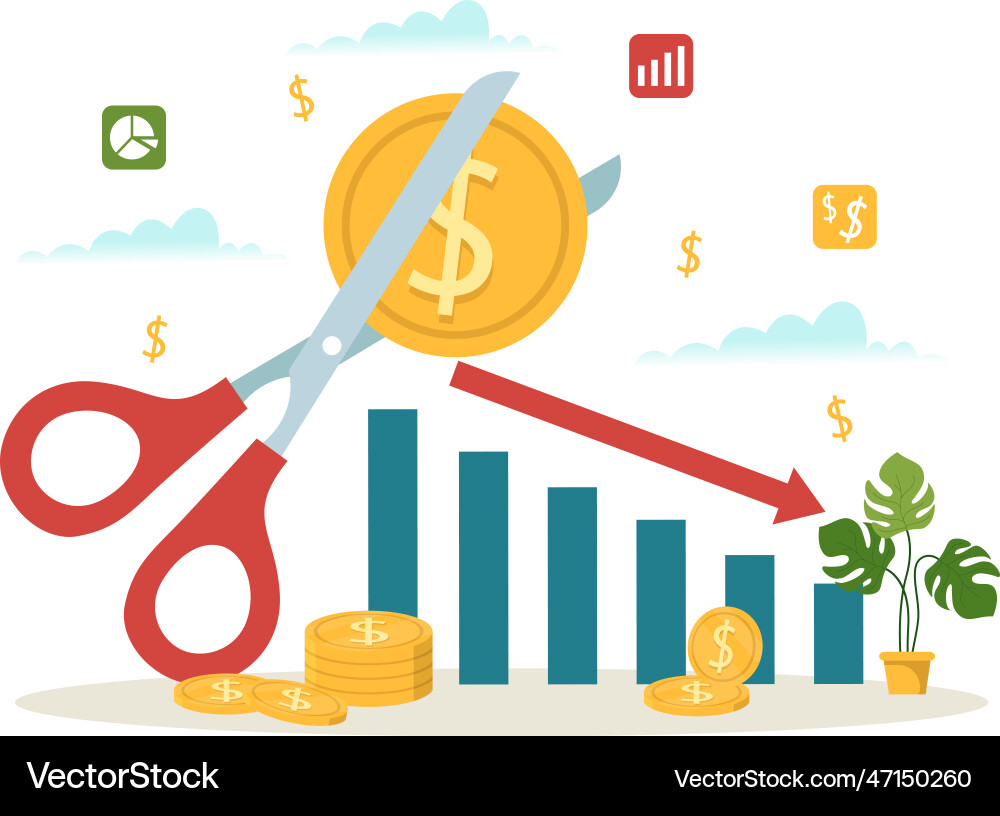 Cost reduction with decrease price minimising Vector Image
