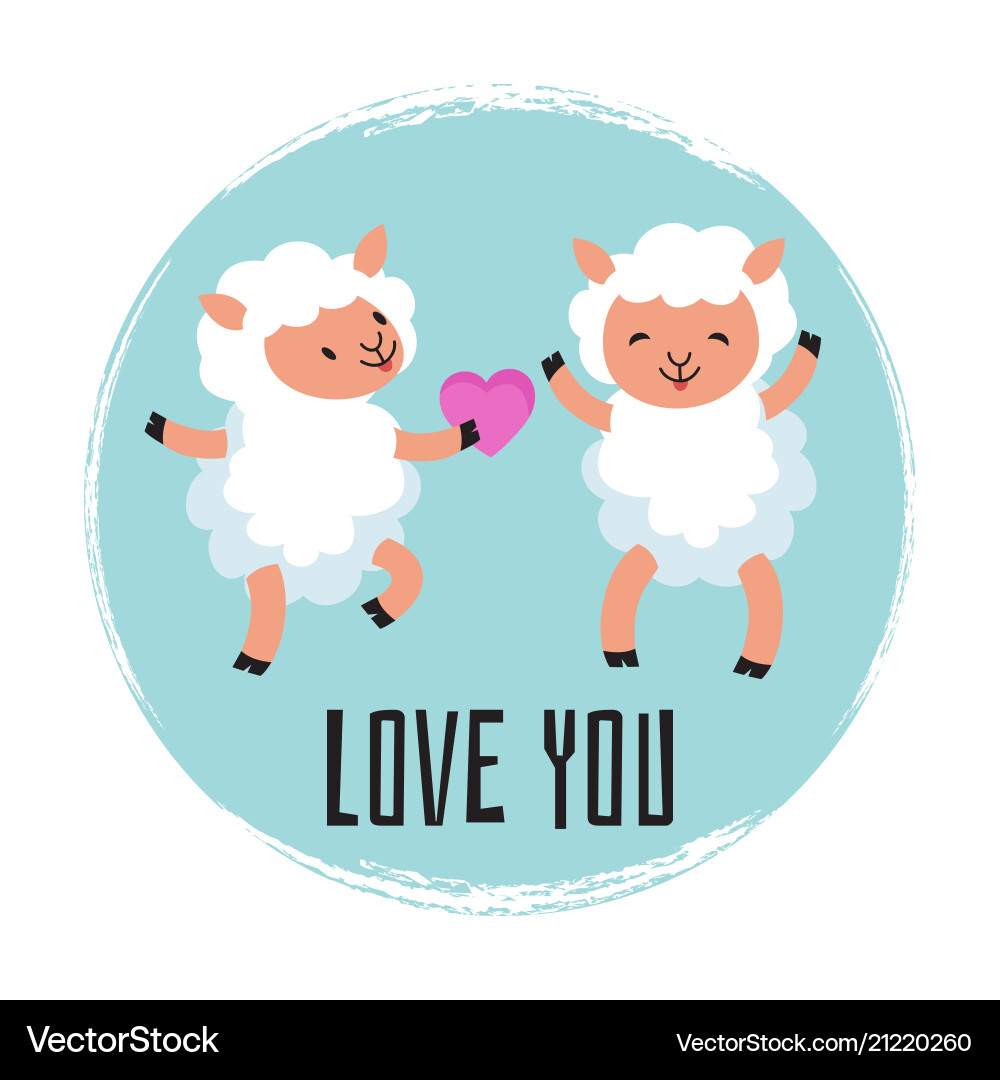 Cute cartoon sheeps in love Cute cartoon sheeps in love vector image