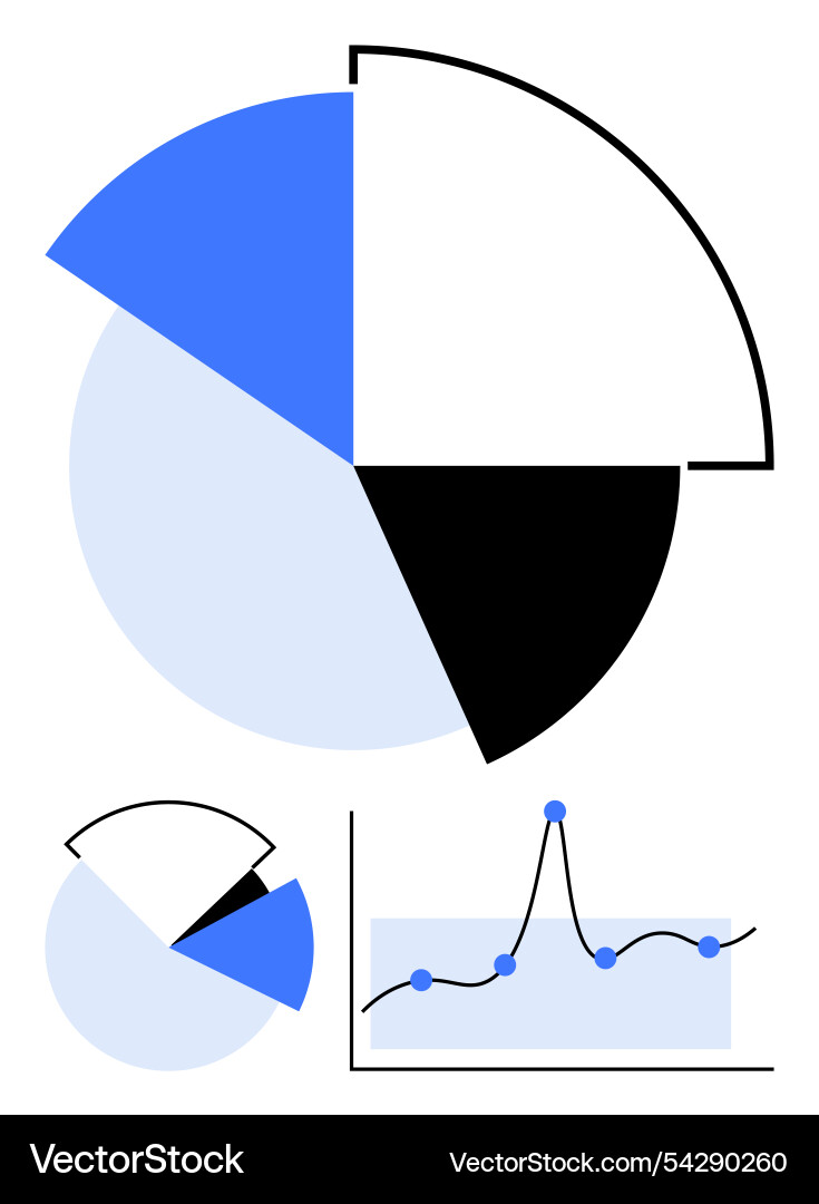 Dynamic pie chart and line graph for comprehensive vector image