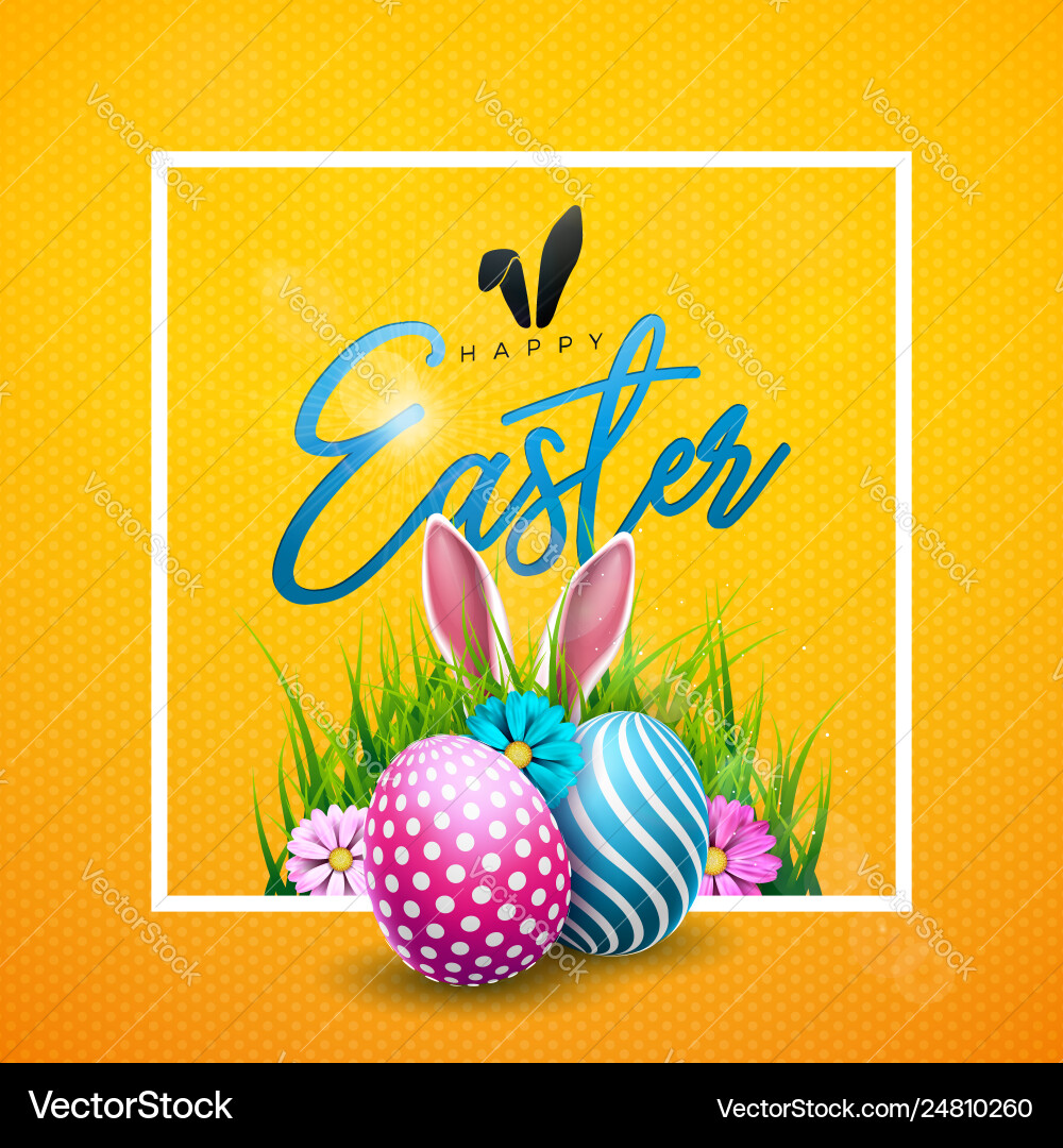 Happy easter with colorful flower Happy easter with colorful flower vector image