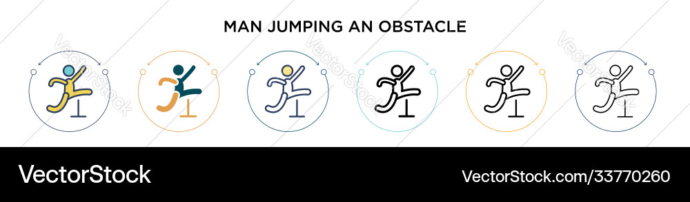 Man jumping an obstacle icon in filled thin line vector image