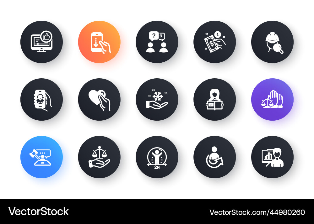 Minimal set of like video judge hammer and social Minimal set of like video judge hammer and social vector image