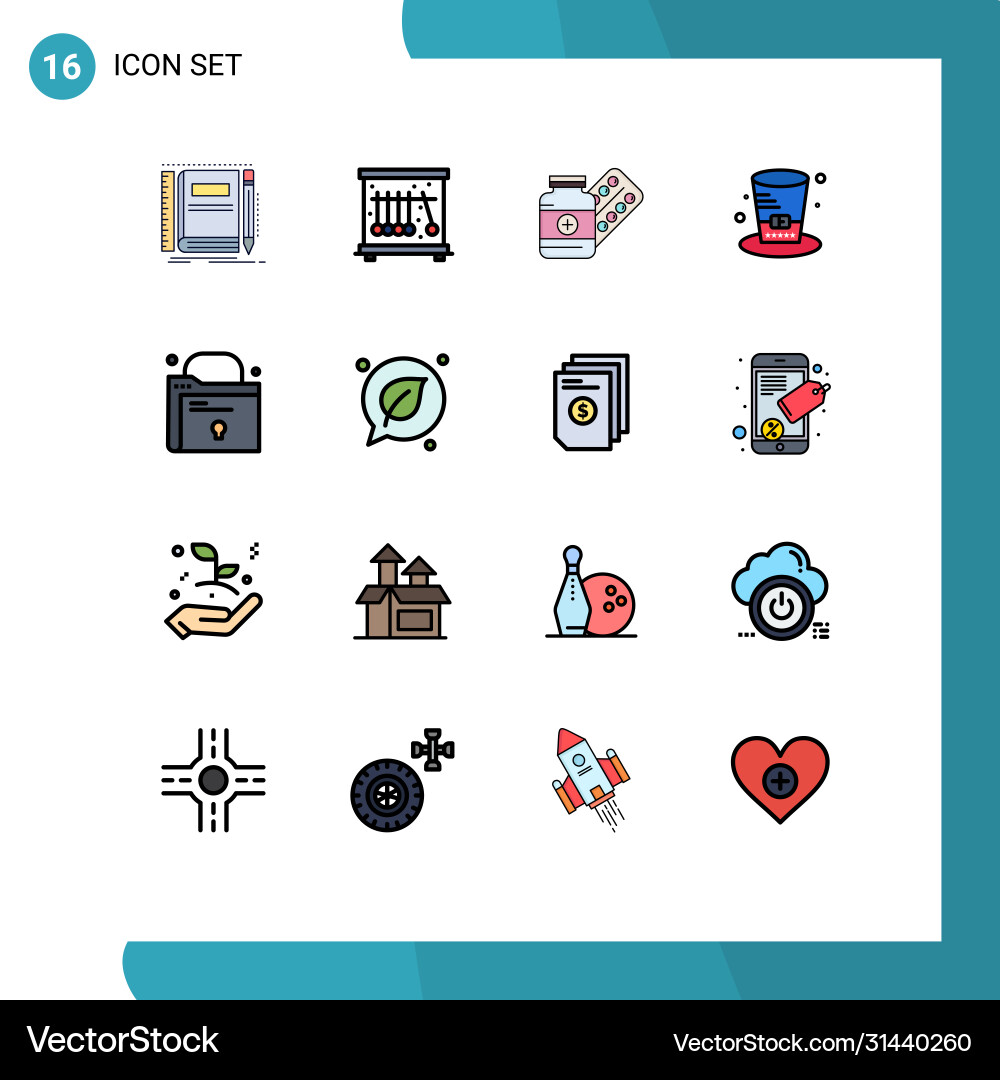 Mobile interface flat color filled line set 16 Vector Image