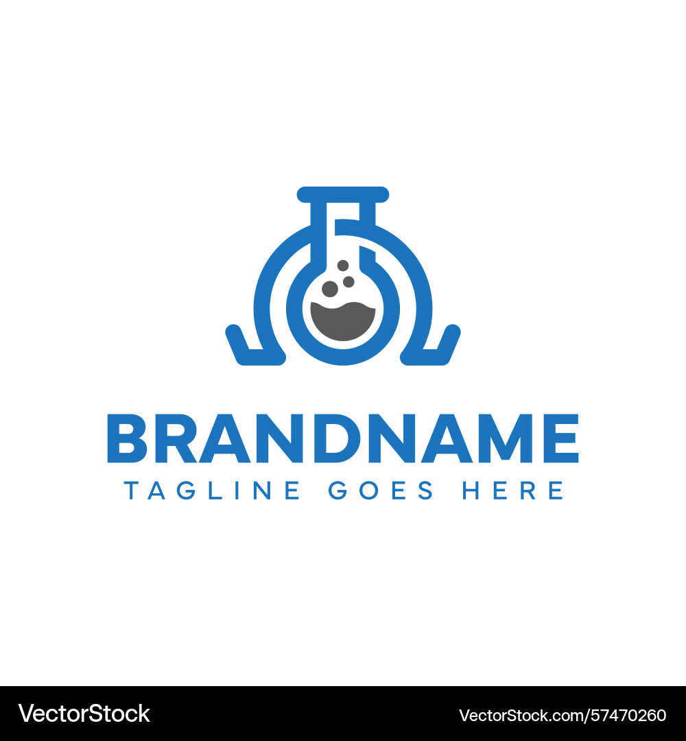 Omega lab flask logo symbolizing science Omega lab flask logo symbolizing science vector image