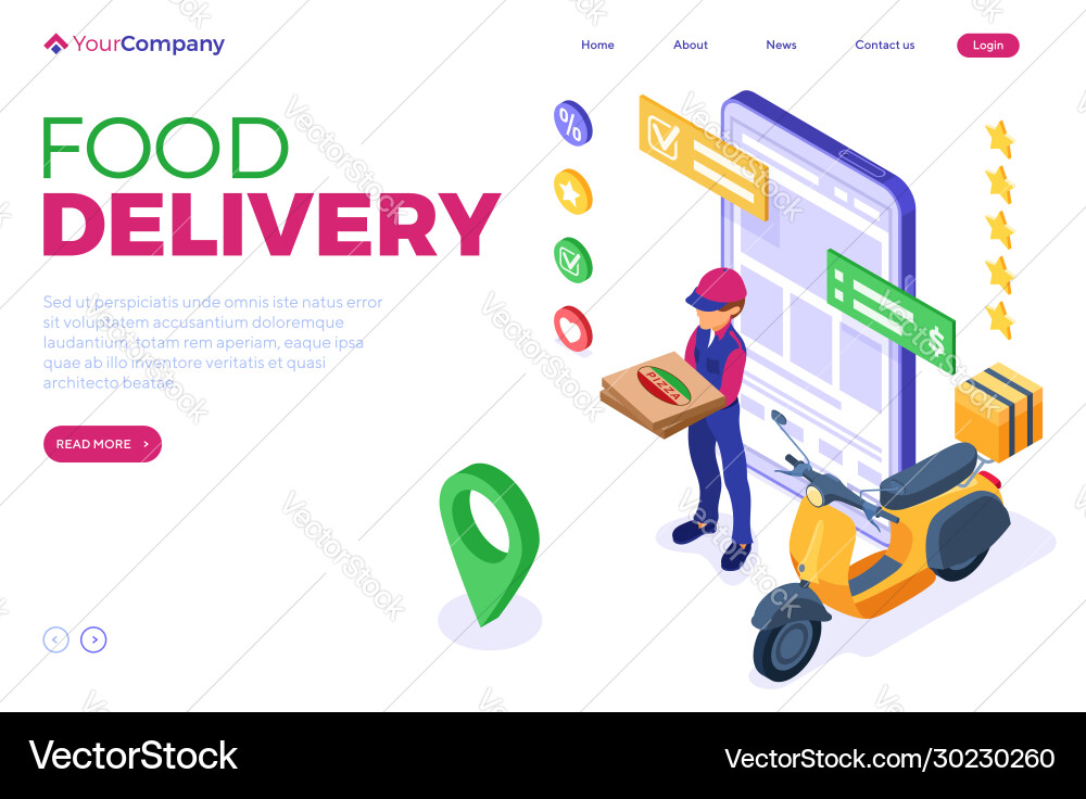 Online food order package delivery service Online food order package delivery service vector image