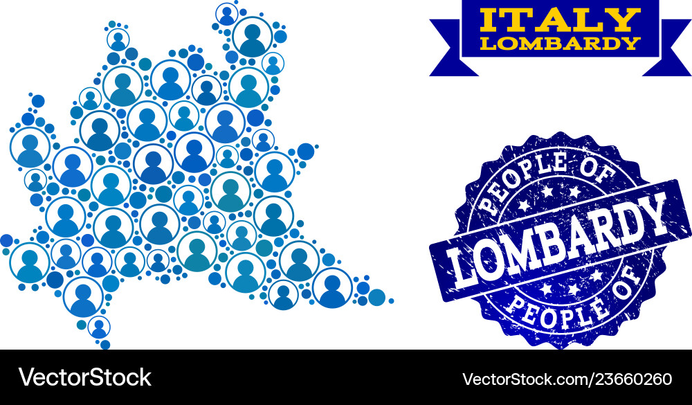 People collage of mosaic map lombardy region People collage of mosaic map lombardy region vector image