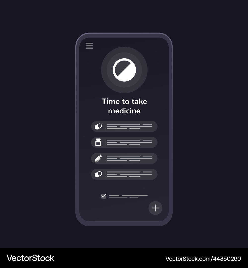 Pill reminder app mobile ui design Pill reminder app mobile ui design vector image