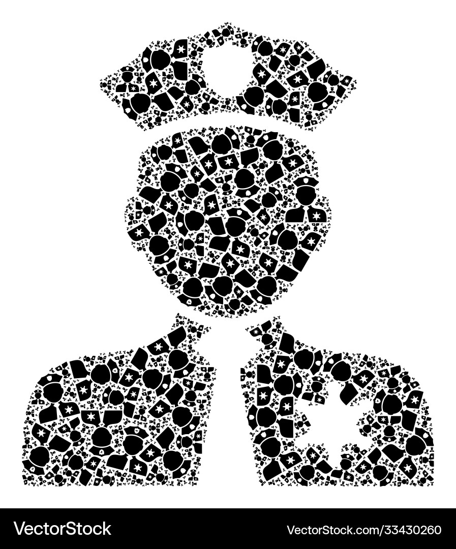 Police person recursion mosaic Police person recursion mosaic Vector Image