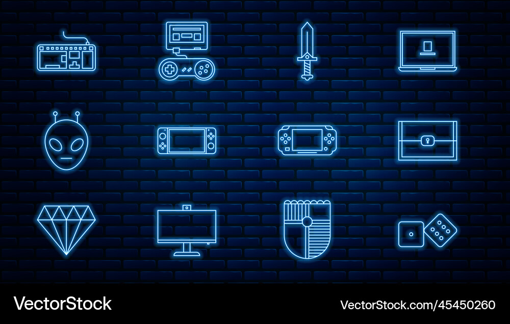 Set line game dice chest for sword Vector Image