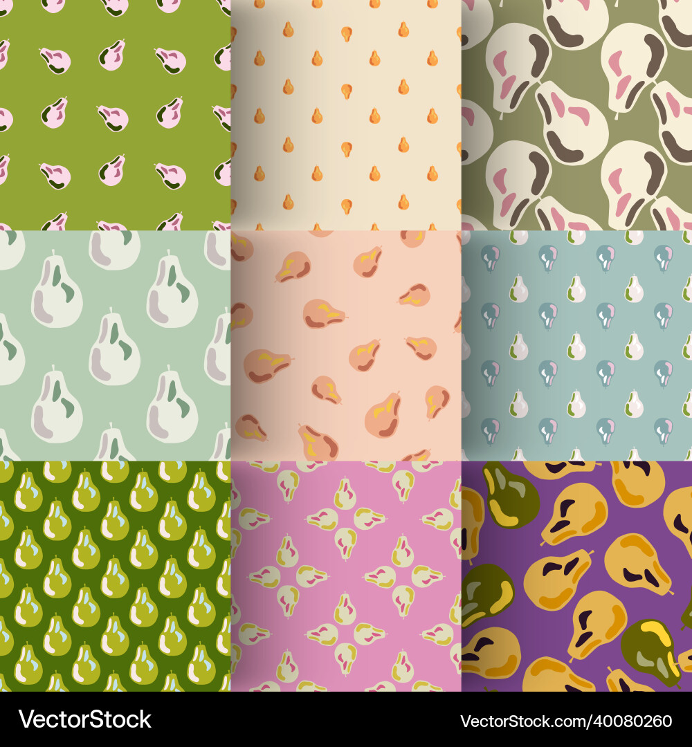 Set of pear seamless pattern in scandinavian Set of pear seamless pattern in scandinavian vector image