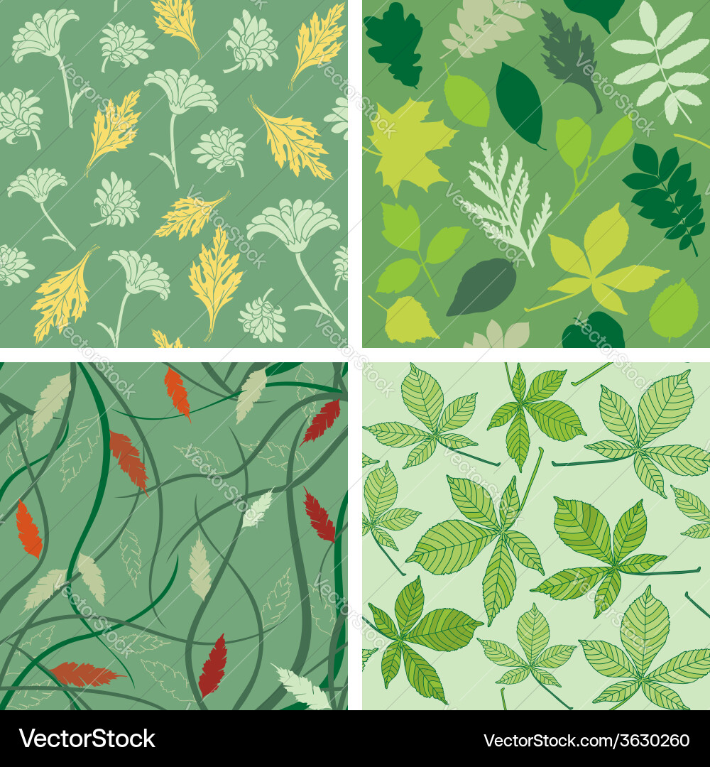 Set of seamless patterns with leaves Vector Image
