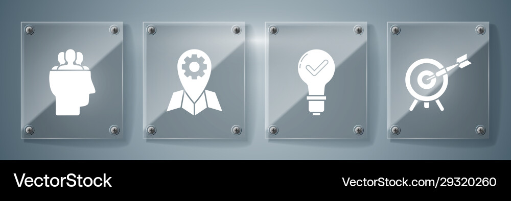Set target with arrow light bulb and check mark Set target with arrow light bulb and check mark vector image