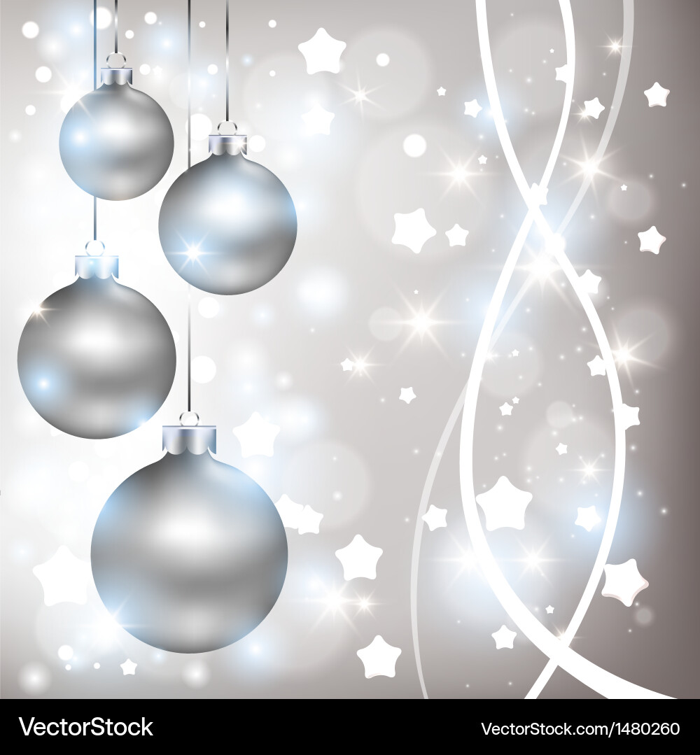Shiny Silber Weihnachtskugeln Hintergrund Vektorbild
