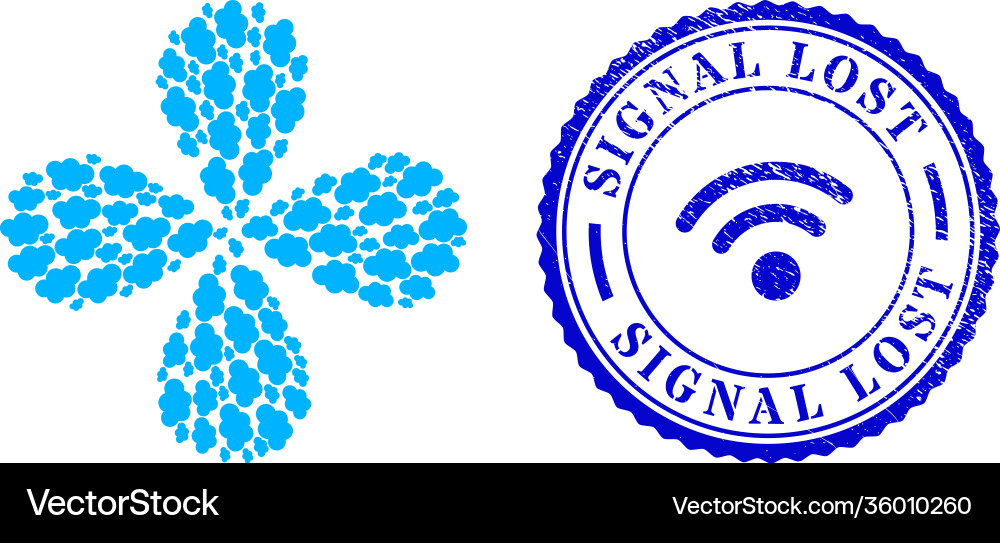 Signal lost textured rubber imprint and cloud curl Signal lost textured rubber imprint and cloud curl vector image