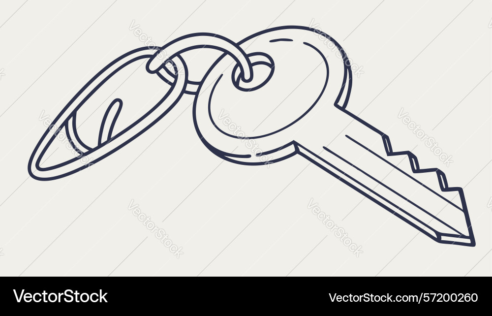 Simple house key on keychain design generative ai vector image