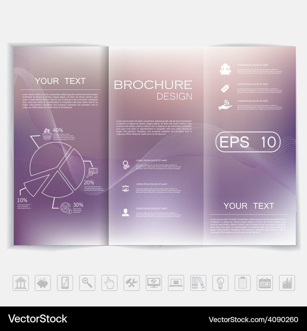 Tri-fold brochure mock up design smooth unfocused Vector Image