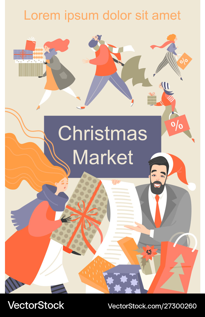 Weihnachtsmarkt Flyer lustige Cartoon Leute Weihnachtsmarkt Flyer lustige Cartoon Leute vektorbild