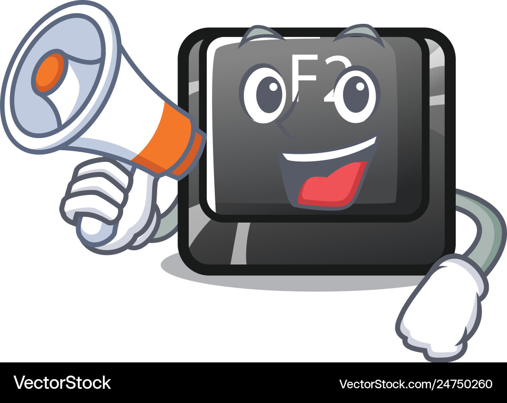 With megaphone button f2 in shape character vector image