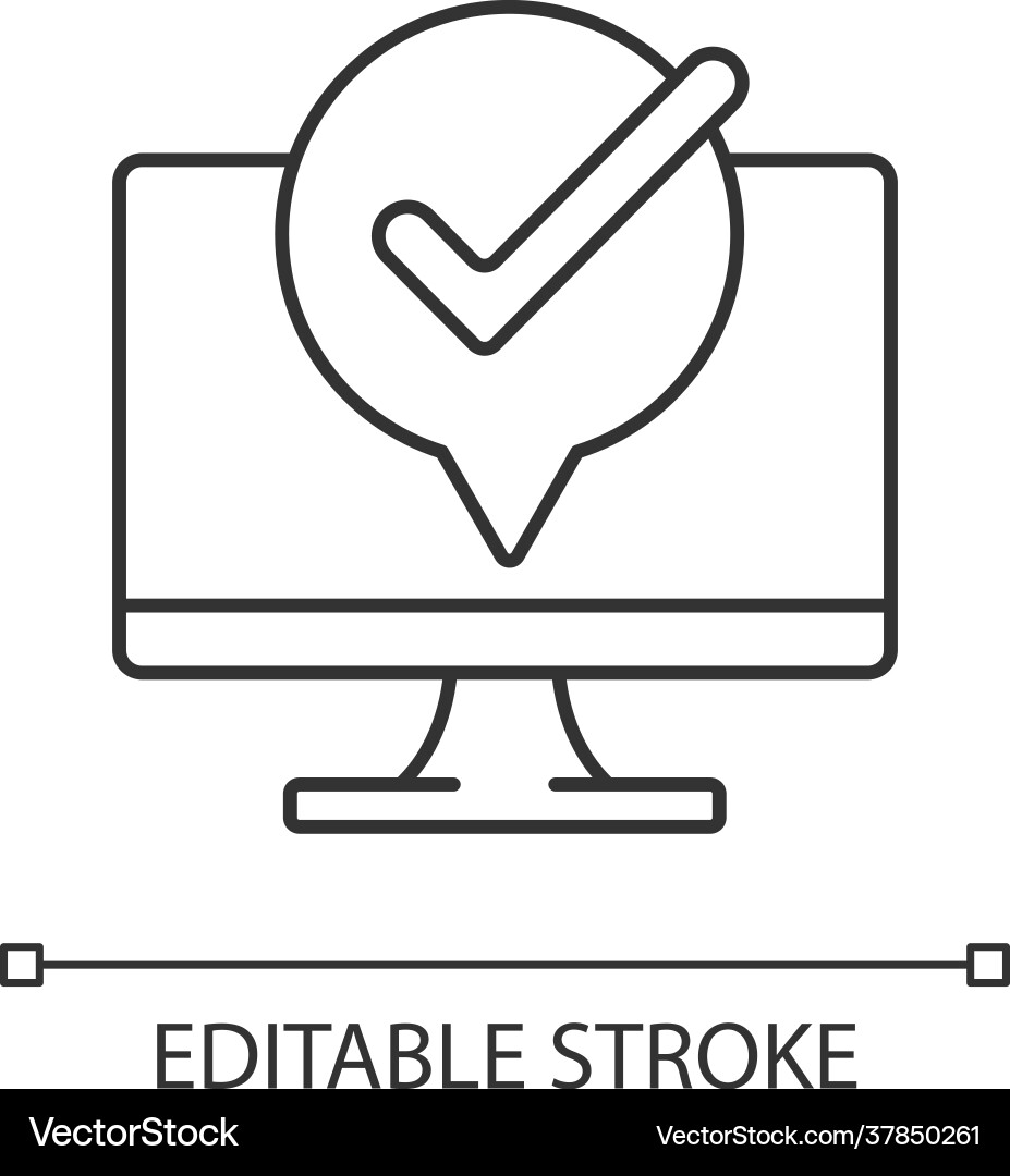 Computer functioning well linear icon Computer functioning well linear icon vector image
