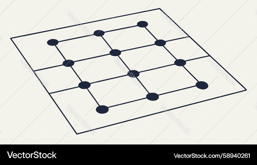 Dotted 3x3 grid with intersections connection Vector Image
