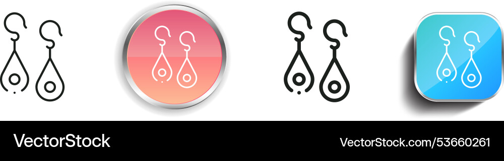 Earrings icon thin linear regular and button Earrings icon thin linear regular and button Vector Image